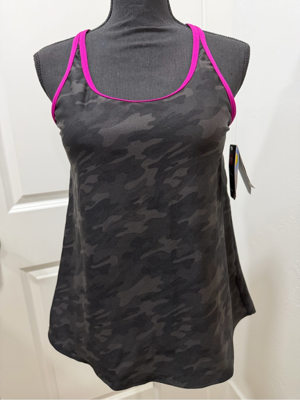 TYR Black Gray Camo Tank with Hot Pink Trim